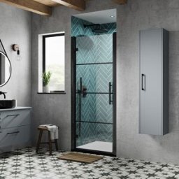 Box Doccia con Porta a Battente Nera da 800mm e Piatto Doccia 800mm x 800mm - Apex