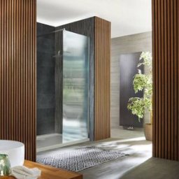 Box Doccia Walk-in Cromato in Vetro Scanalato con 1100mm x 700mm con Piatto Doccia- Florence