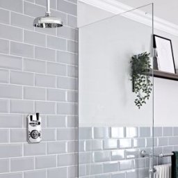 Sistema Doccia Nero Cromato A 1 Via Con Soffione A Soffitto - 200 mm