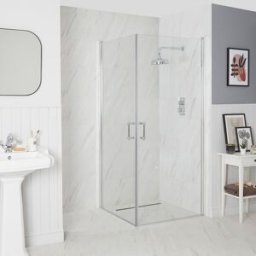 Box Doccia Tradizionale Walk-In Angolare a Doppia Anta Battente - 700mm x 700mm - Langley
