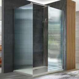 Box Doccia Walk-in Angolare Cromato in Vetro Scanalato con Piatto Doccia 1100mm x 700mm - Florence