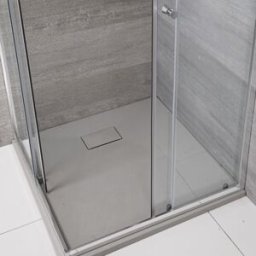 Hudson Reed Piatto Doccia Effetto Ardesia Grigio Chiaro - 800mm x 800mm - senza Kit di Rialzo - Rockwell