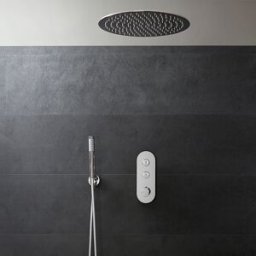 Set Doccia Termostatico a Pulsante con Soffione Doccia da Incasso e Doccetta con Asta Saliscendi (2 Vie) - Cromo - Idro