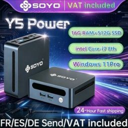 Soyo Mini PC Y5 Power con CPU Intel Core i7 di 8a generazione, 16GB DDR4, 512GB SSD, Windows 11 Pro, Mini Computer Desktop, WiFi5, BT4.2, Doppio Display 4K, LAN Gigabit RJ45, USB3.0, Mini Host