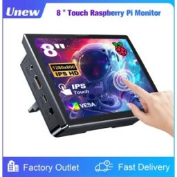 UNEW 8 pollici Raspberry Pi 5 4 Monitor LCD Dispaly 1280x800 16:10 Touch Screen HDMI USB per DIY Pi 4 3 Ventole integrate Altoparlante