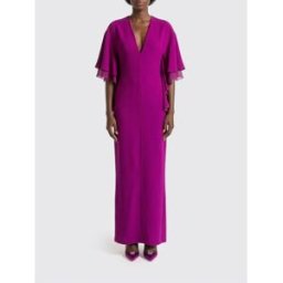 Alberta Ferretti Abito lungo in crêpe Viola Taglia 44