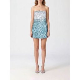 Retrofete Mini abito da sera off-shoulder Retrorfete con ricamo di paillettes astratto Blue Taglia S