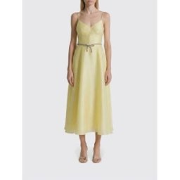 Alberta Ferretti Abito midi in organza di seta Giallo Taglia 40