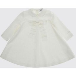 Il Gufo Abito svasato da bambina in cotone lurex con collo Peter Pan Bianco Taglia 6M