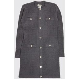 Twinset Abito in maglia di viscosa da bambina a maniche lunghe Grigio Taglia 16