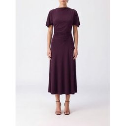 Victoria Victoria Beckham Abito midi a tubino Blousey in jersey elasticizzato a maniche corte Bordeaux Taglia 8