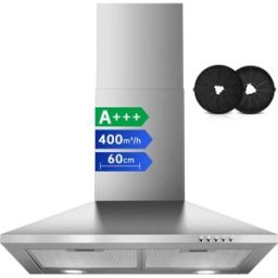 TopStrong Cappa aspirante da 60 cm, 400m³/h, A+++, Doppia Modalità (Con Tubo/Recircolante), Acciaio Inossidabile, Montaggio a Parete