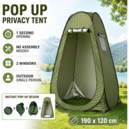 NONE Tenda portatile pop-up per la privacy 120x120x190cm, riparo esterno per spogliatoio/doccia con borsa portaoggetti e corda per appendere i vestiti, per il campeggio