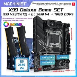 MACHINIST Scheda madre V9S X99 LGA 2011-3 Kit CPU Intel Xeon E5 2650 V4 16GB RAM DDR4 2133MHz ECC 3×NVMe M.2 M-ATX SATA3.0 TPM2.0