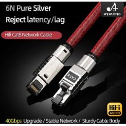 ATAUDIO Cavo di rete HiFi CAT.8 in argento puro per cavo Ethernet ANSI/TIA-568-C.2-1 cavo Audio Patch di rete RJ45 da 40Gbps 2000MHz