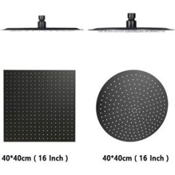 WJNMONE Soffione doccia da bagno quadrato rotondo da 16/20/24 pollici Soffione doccia ultrasottile ad alta pressione Vasca da bagno Spa Accessori per doccia a pioggia Soffione doccia di lusso di grandi