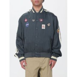 Diesel Bomber J-Annu in raso con patch e ricami Verde Taglia 50