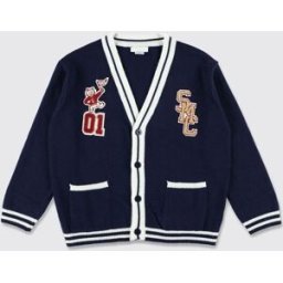 Stella McCartney Cardigan da bambino in misto lana con patch Blue Navy Taglia 10
