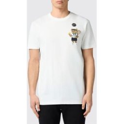Philipp Plein T-shirt in cotone con patch Bianco Taglia 4XL