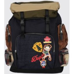 Dsquared2 Zaino da bambino in nylon con patch logo e chiusura con patta Blue Taglia OS