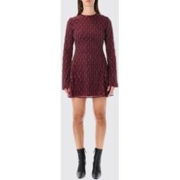 Rotate Abito midi in crochet di poliestere riciclato con spalle scoperte Bordeaux Taglia 36