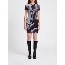 Jean Paul Gaultier Mini abito slim fit in poliammide con stampa grafica Nero Taglia XS