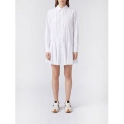 Loewe Abito chemisier mini in popeline di cotone con scollo drappeggiato Bianco Taglia 34