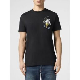 Philipp Plein T-shirt in cotone con patch Nero Taglia 4XL
