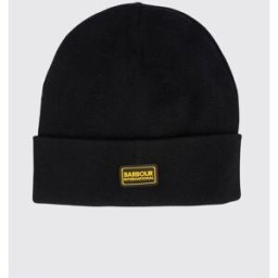 Barbour Berretto beanie in lana con risvolto e patch logo Nero Taglia OS