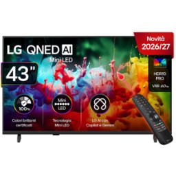 LG QNED MiniLED 43QNED70B6C TV MINI LED, SMART TV, 43 ", Mini Processore a7 AI 4K Gen9, Classe F