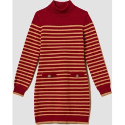 TWINSET abito in maglia a righe bambina rosso-marrone