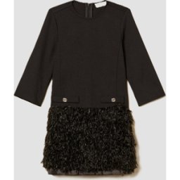 TWINSET abito con gonna effetto frange bambina nero