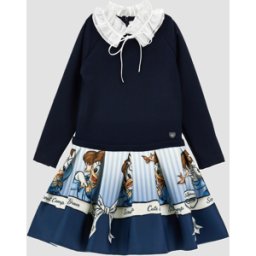 MONNALISA abito con stampa paperina bambina panna-blu