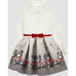 MONNALISA abito con colletto volant e orsetti bambina grigio
