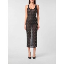 Philipp Plein Abito midi in jersey con strass Nero Taglia XL