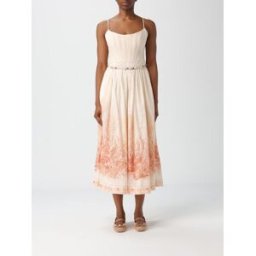 Zimmermann Abito midi in cotone stampato Bianco Taglia 3