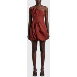 Magda Butrym Mini abito in seta drappeggiato con scollo asimmetrico Rosso Taglia 34