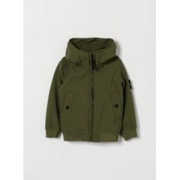 Stone Island Giacca leggera da bambino in softshell con cappuccio e patch logo Militare Taglia 6