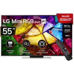 LG Mini RGB 87 55MRGB87B6B TV MINI LED, SMART TV, 55 ", RGB-MiniLED, Processore a8 AI 4K Gen3, Classe E