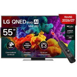 LG QNED MiniLED 55QNED87B6A TV MINI LED, SMART TV, 55 ", Mini Processore a8 AI 4K Gen3, Classe E