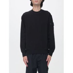 Stone Island Maglia girocollo in misto lana e cotone con patch logo Compass Nero Taglia L