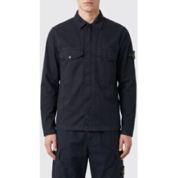Stone Island Giacca camicia slim fit in twill di cotone con logo Compass Blue Navy Taglia XL