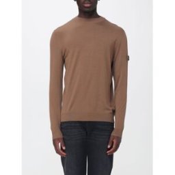 Peuterey Maglia girocollo in pura lana con patch logo applicato sulla manica Marrone Taglia M