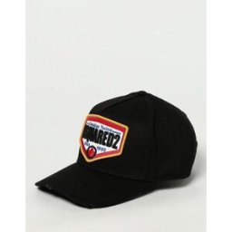 Dsquared2 Cappello in cotone con patch logo Nero Taglia OS