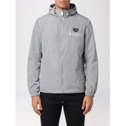 Philipp Plein Giacca a vento in tessuto tecnico con cappuccio e stampa logo Grigio Taglia L