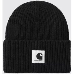 Carhartt Beanie in misto lana con risvolto e patch logo frontale Nero Taglia OS