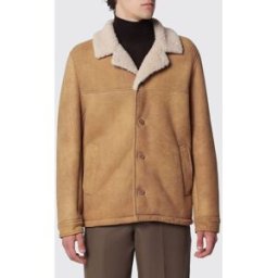Salvatore Santoro Giacca in pelle ovina scamosciata con collo in pelliccia Beige Taglia 46