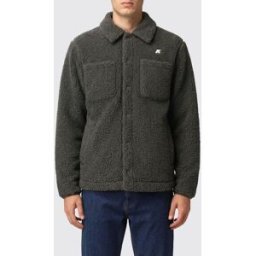 K-Way Giacca a camicia in pile con tasche a toppa e logo a contrasto Verde Taglia S