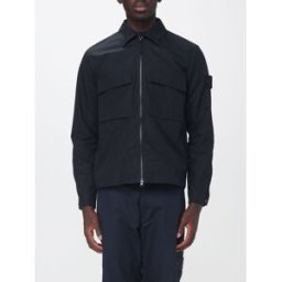 Stone Island Giacca camicia corta in tela di cotone organico con zip Nero Taglia L