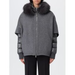 Moorer Piumino di nylon con cappa in lana e cashmere Grigio Taglia 42